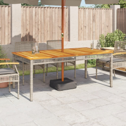 Stół ogrodowy, szary, 180x90x75 cm, polirattan i akacja