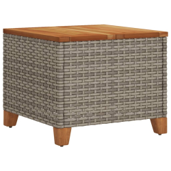 Stolik ogrodowy, szary, 45x45x37 cm, polirattan i akacja