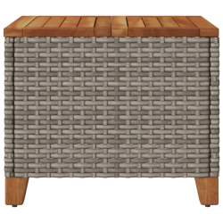 Stolik ogrodowy, szary, 45x45x37 cm, polirattan i akacja