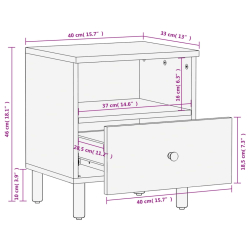 Szafki nocne, czarne, 2 szt., 40x33x46 cm, lite drewno mango