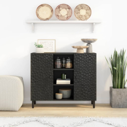Szafka, czarna, 90x33x75 cm, lite drewno mango