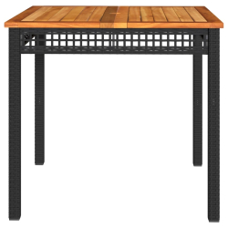 Stolik ogrodowy, czarny, 80x80x75 cm, polirattan i akacja