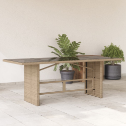 Stół ogrodowy ze szklanym blatem, beżowy, 190x80x74 cm