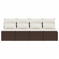 Sofa ogrodowa z poduszkami, 4-osobowa, brązowa, polirattan