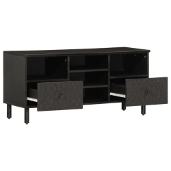 Szafka pod telewizor, czarna, 100x33x46 cm, lite drewno mango