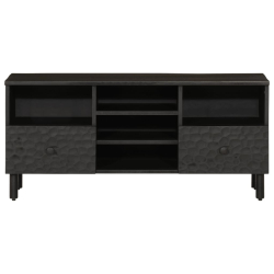 Szafka pod telewizor, czarna, 100x33x46 cm, lite drewno mango