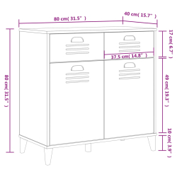 Szafka VIKEN, antracytowa, 80x40x80 cm, lite drewno sosnowe