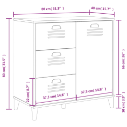 Szafka VIKEN, antracytowa, 80x40x80 cm, lite drewno sosnowe