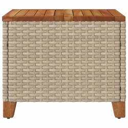 Stolik ogrodowy, beżowy, 45x45x37 cm, polirattan i akacja