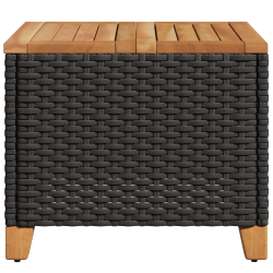 Stolik ogrodowy, czarny, 45x45x37 cm, polirattan i akacja