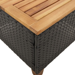 Stolik ogrodowy, czarny, 45x45x37 cm, polirattan i akacja