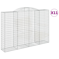 Kosze gabionowe, 11 szt, 300x50x200/220cm, galwanizowane żelazo