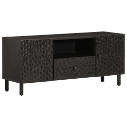 Szafka pod telewizor, czarna, 105x33x46 cm, lite drewno mango