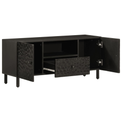 Szafka pod telewizor, czarna, 105x33x46 cm, lite drewno mango