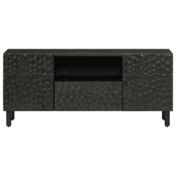 Szafka pod telewizor, czarna, 105x33x46 cm, lite drewno mango