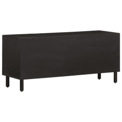 Szafka pod telewizor, czarna, 105x33x46 cm, lite drewno mango