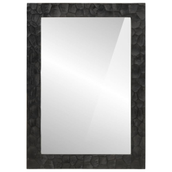 Lustro łazienkowe, czarne, 50x70x2,5 cm, drewno mango i szkło