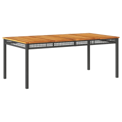 Stół ogrodowy, czarny, 180x90x75 cm, polirattan i akacja