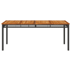 Stół ogrodowy, czarny, 180x90x75 cm, polirattan i akacja