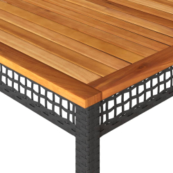 Stół ogrodowy, czarny, 180x90x75 cm, polirattan i akacja