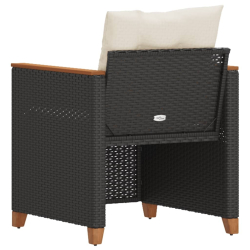 Krzesło ogrodowe z poduszkami, czarne, polirattan