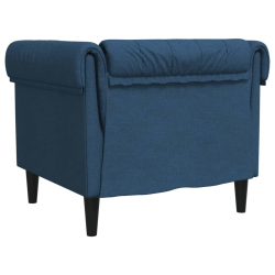 Fotel Chesterfield, niebieski, obity tkaniną