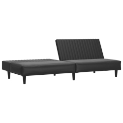 2-osobowa sofa, czarna, sztuczna skóra