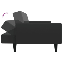 2-os. kanapa rozkładana z podnóżkiem, czarna, aksamitna