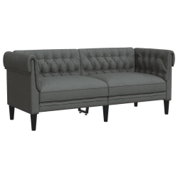 Sofa Chesterfield, dwuosobowa, ciemnoszara, obita tkaniną