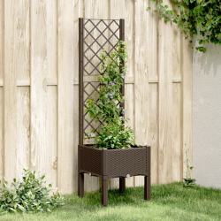 Donica ogrodowa z kratką, brązowa, 40x40x142 cm, PP