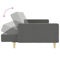 2-osobowa kanapa rozkładana z podnóżkiem, ciemnoszara, tkanina