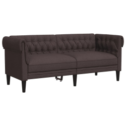 Sofa Chesterfield, dwuosobowa, ciemnobrązowa, obita tkaniną