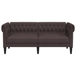 Sofa Chesterfield, dwuosobowa, ciemnobrązowa, obita tkaniną