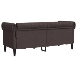 Sofa Chesterfield, dwuosobowa, ciemnobrązowa, obita tkaniną
