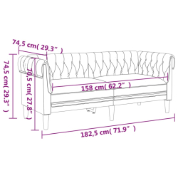 Sofa Chesterfield, dwuosobowa, kolor taupe, obita tkaniną