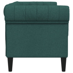 Sofa Chesterfield, dwuosobowa, ciemnozielona, obita tkaniną