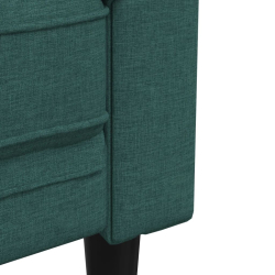 Sofa Chesterfield, dwuosobowa, ciemnozielona, obita tkaniną
