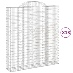 Kosze gabionowe, 13 szt, 200x50x220/240cm, galwanizowane żelazo