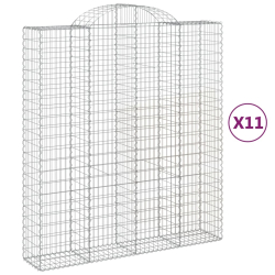 Kosze gabionowe, 11 szt, 200x50x220/240cm, galwanizowane żelazo