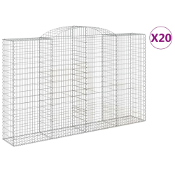 Kosze gabionowe, 20 szt, 300x50x180/200cm, galwanizowane żelazo