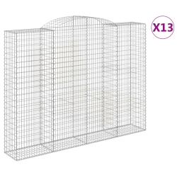 Kosze gabionowe, 13 szt, 300x50x220/240cm, galwanizowane żelazo