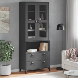 Kredens VIKEN, antracytowy, 80x40x200 cm, lite drewno sosnowe
