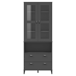 Kredens VIKEN, antracytowy, 80x40x200 cm, lite drewno sosnowe