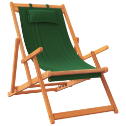 Składane krzesła plażowe, 2 szt., zielone, obite tkaniną