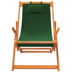Składane krzesła plażowe, 2 szt., zielone, obite tkaniną