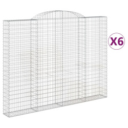 Kosze gabionowe, 6 szt, 300x30x220/240 cm, galwanizowane żelazo