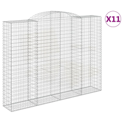 Kosze gabionowe, 11 szt, 300x50x220/240cm, galwanizowane żelazo