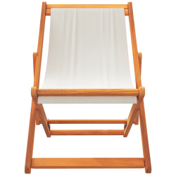 Składane krzesła plażowe, 2 szt., kremowa biel, tkanina