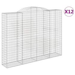 Kosze gabionowe, 12 szt, 300x50x220/240cm, galwanizowane żelazo