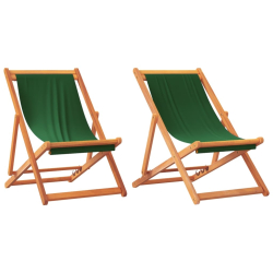 Składane krzesła plażowe, 2 szt., zielone, obite tkaniną